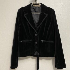 Women's Black Velvet Blazer S Jacket Old Money Academia Heritage Whimisgoth